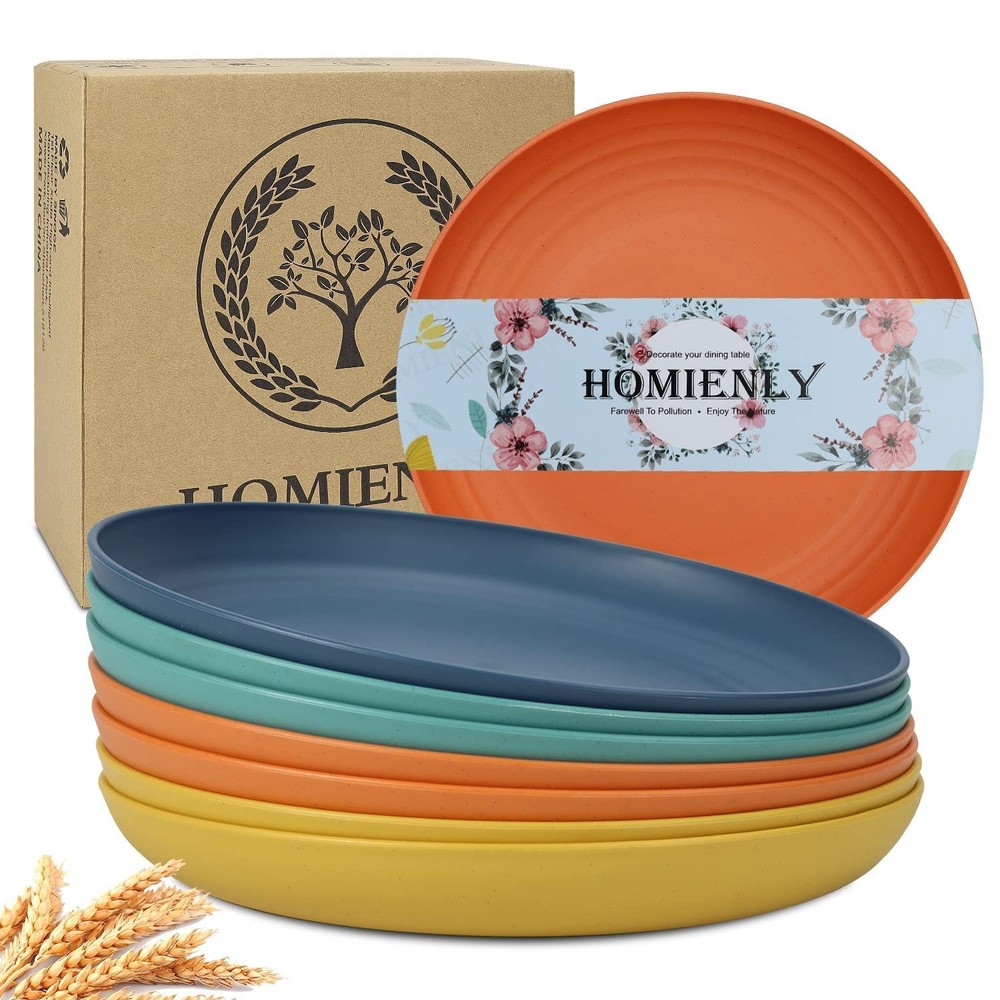 Homienly 10 inch Wheat Straw Dinner Plates Set of 8 – 10 Inch, Classic Bright