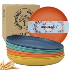 Homienly 10 inch Wheat Straw Dinner Plates Set of 8 – 10 Inch, Classic Bright