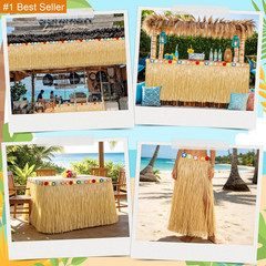 Luau Party Decorations, Natural Hawaiian Grass Table Skirt, Flower 108 X 29.5″ G