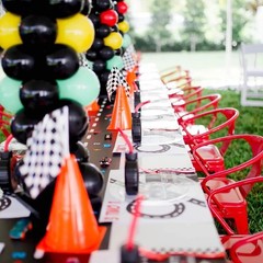 Traffic Cones with Racing Checkered Flags-8 Traffic Cones With Hole on Top, 1…