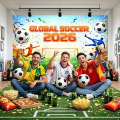71×43 Inches World Cup 2026 Banner Soccer Tournament Party Decorations Football