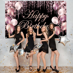 Rose Black Happy Birthday Banner Backdrop Large Yard Sign Background It’S My Bir