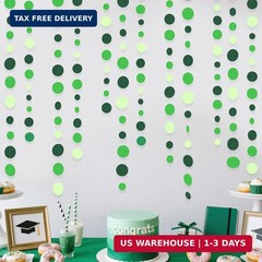 Green Party Decorations Ombre Green Circle Dots Garland Hanging Paper Polka Dot