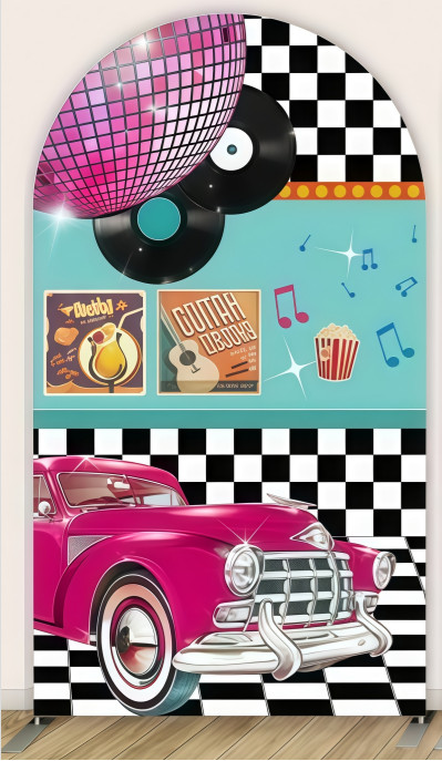 50’s Rock and Roll Arch Backdrop Birthday Cover Party Photo Background