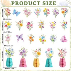 14PCS Spring Wildflower Party Decorations Wild Purple, Yellow, Pink, Blue