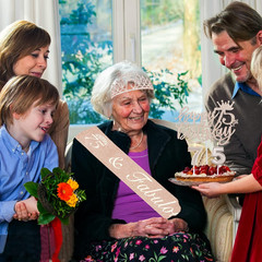 75th Birthday Decorations Set for Women Rose Gold Sash Crown Tiara