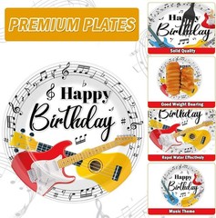 Guitar-Themed 96Pc Party Kit: Plates, Napkins & Forks for Musical Celebrations