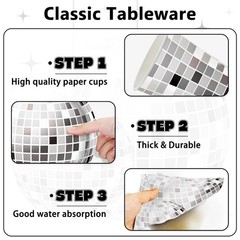 140PCS Disco Ball Party Decorations – Black Silver Plates & Napkins Set for 20 G