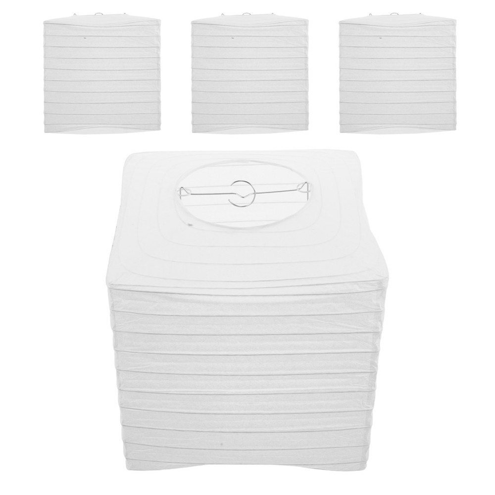 4pcs White Square Paper Lanterns – Chinese Hanging Decorations for Japanese