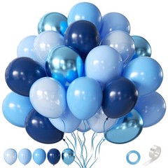 Blue Balloons 60 pcs 12 Inch Light Navy Baby Pearl Blue Metallic Latex Balloo…