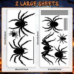Halloween Window Clings Decorations, 7 Large Scary Black Spider