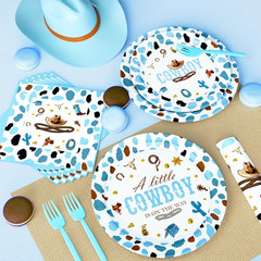 Cowboy Baby Shower Supplies Tableware Set, Cowboy Baby Shower Decorations, Weste