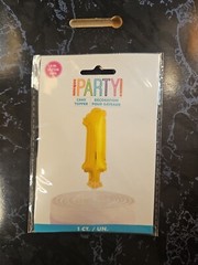 Number 1 Cake Topper Ballon. 5 Inches Tall.2 inches Wide.