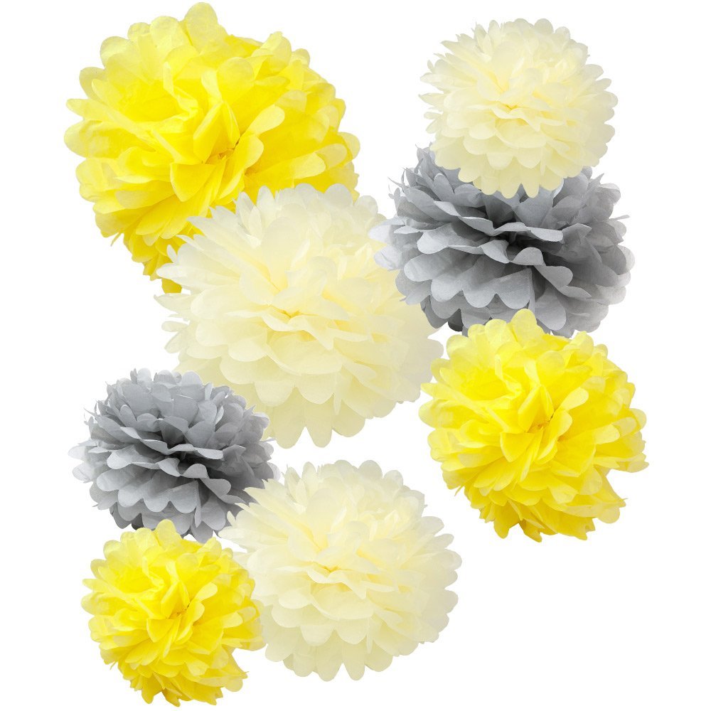 Paper Tissue Pom Poms 8″ 12″ 14″ Party Decoration Honey Yellow Multi Color 8pk