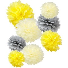 Paper Tissue Pom Poms Birthday Wedding Party 10″ 12″ 16″ Honey Yellow Multi 8pk