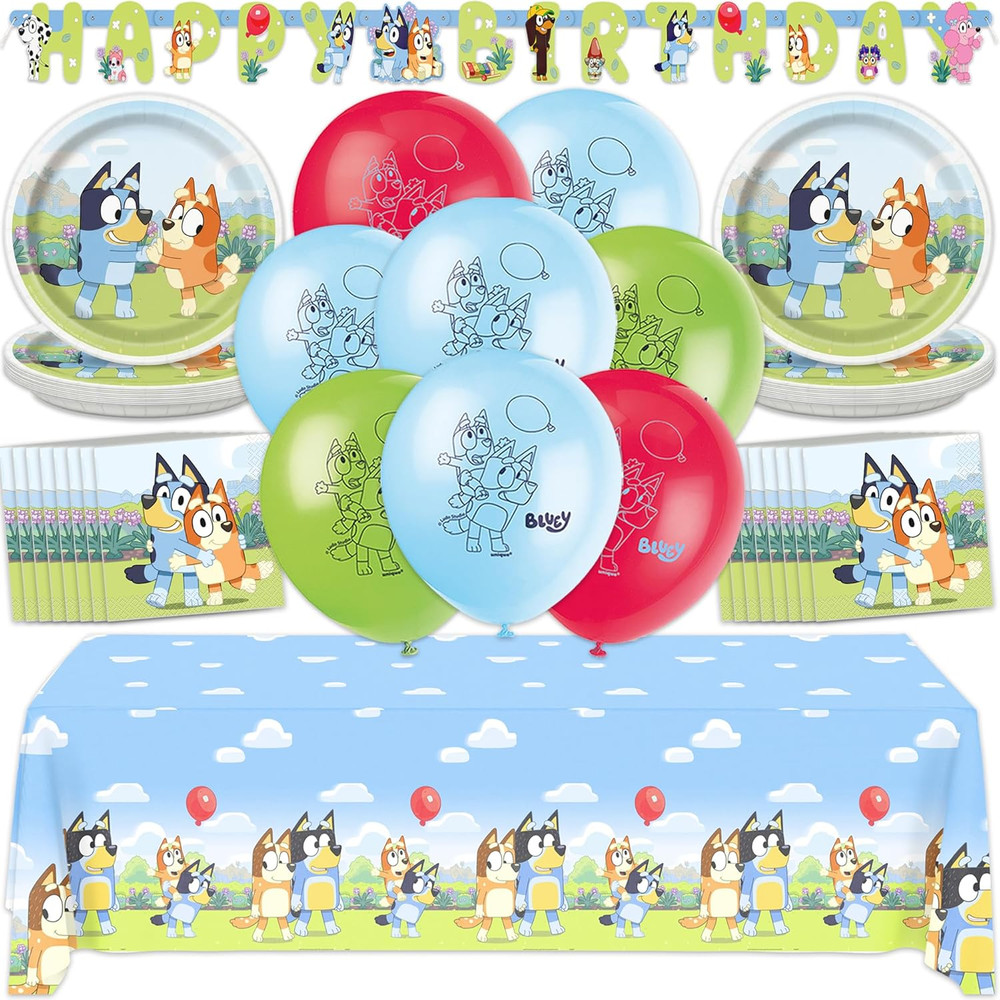 Bluey Birthday Decorations and Party Supplies | Serves 16 Guests | Complete Blue