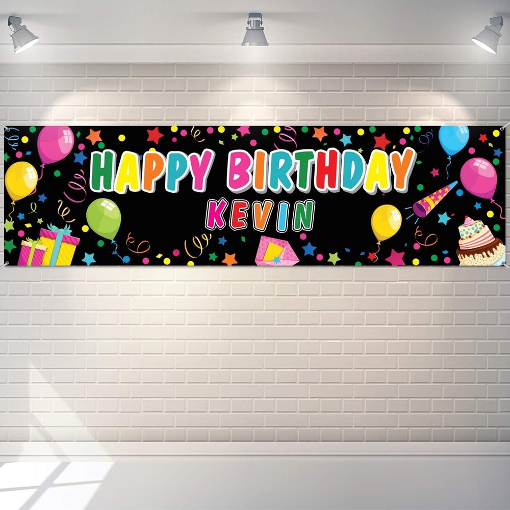 Personalized Birthday Banner with Name DIY Colorful Happy Birthday Banner Backdr
