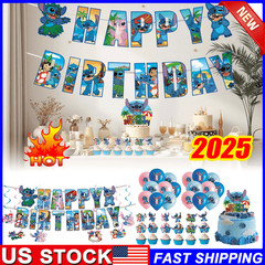 NEW Cartoon Lilo & Stitch Theme Birthday Party Decorate Supplies Set TL