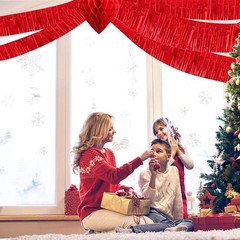 Versatile 30 Feet Red Tinsel Streamers for Weddings, Parties, and Holidays