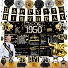 75th Birthday Decorations for Men Women21PCS Back in 1950 Party Banner Decora…