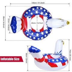 Inflatable Eagle Pool Float Ring Heavy Duty Summer Beach Lake Swim Party Tube Wh