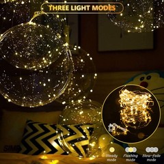 10-50 Pack LED Balloons Clear Bubble Bobo Light Up w/Warm White Lights for Party