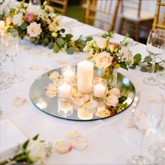 30 PCS 6 Inch Round Circle Flat Mirror Tray Candle Plate Table Centerpiece