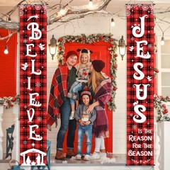 Christmas Front Porch Banners Winter Religious Nativity Scene Sign Holiday Ha…