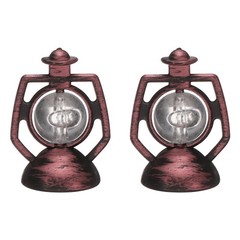 Dollhouse Micro Lantern, 1.32″ Height, Plastic Simulation Oil Lamp Copper, 2pcs