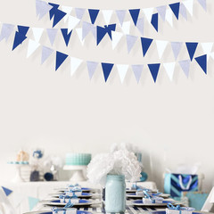 30 Ft Navy Blue White and Silver Party Decorations Royal Blue Triangle Flag Penn