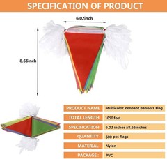 1050ft/320M Multicoloured Bunting Banner 600Pcs for Indoor Outdoor New Boxed
