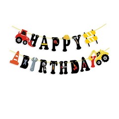 Birthday Party Decoration, Construction Themed Banner & Dump Truck Balloons Set