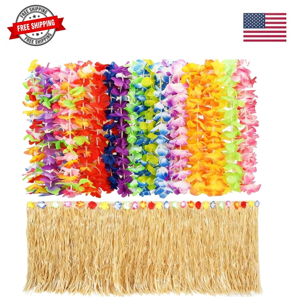 Hawaiian Party Decoration Kit – Includes 1 pack 9ft x 29.5in Plastic Grass Ta…