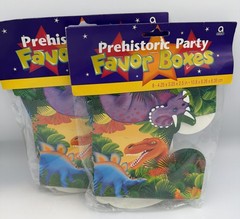 2 Packs Dinosaur Prehistoric Party Favor Boxes 16 Pcs Birthday 4.25”x 3.25”
