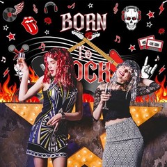 Born to Rock Banner 1950’s Rock and Roll Birthday Party Decorations Black and