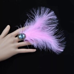 1PC Feather Acrylic Crystal Ring Adjustable for Party Stage Carnival Dance Fancy