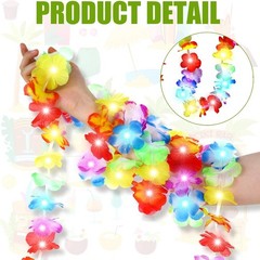 35.43ft Light up Hawaiian Flower Lei Garland Tropical Hawaiian Garland LED Light