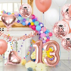 Rose Gold 13th Birthday Decorations for Girls Women, Happy 13th Birthday Bann…
