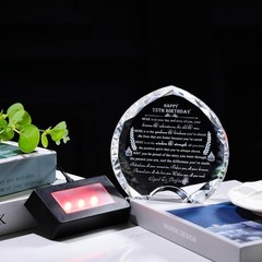 Personalized 75th Birthday Gift – LED Crystal Heart for Him & Her, Unique Ideas