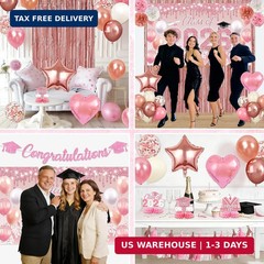 Pink Graduation Decorations 2026 Rose Gold Graduation Decorations Includes Gradu