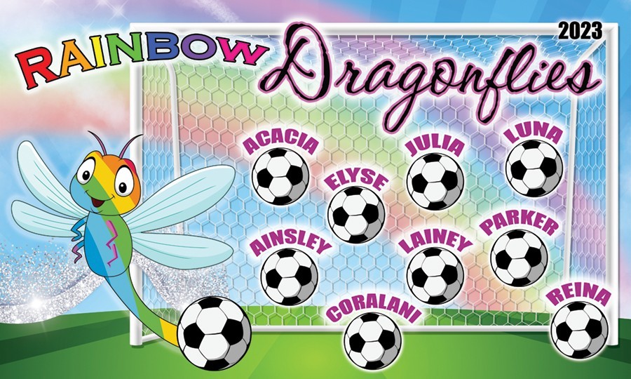 Dragonflies – Soccer Team Banner – (3ft x5ft) Your Team Name and Custom Design