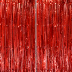 2 Pack Retro Green Foil Fringe Backdrop Curtains Tinsel Streamers Party