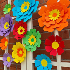 Rainbow Fiesta Decorations Multi-Color Paper Flower for Birthday Wedding Rainbow