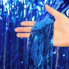 3 Pack 3.3×8.2 Feet Blue Foil Fringe Backdrop Curtains, Tinsel 13 Dark Blue