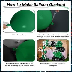 Black and Green Silver Balloon Arch Kit with Explosion Star Balloons, 105pcs …