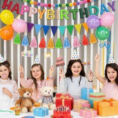 LGEBENGURU 4PCS Pre-Strung Happy Birthday Banner, 3D Felt HAPPY BIRTHDAY Garl…