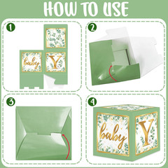 Sage Green Baby Boxes Eucalyptus Safari Baby Shower Decorations 4PCS Eucalyptus
