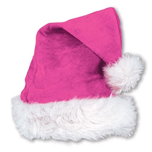 Cerise Pink Furry Fabric Santa Claus Hat Costume