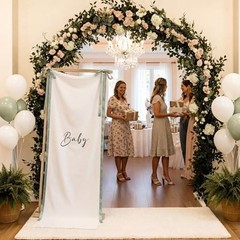 5 x 2 ft Baby Shower Backdrop Banner with Sage Green Bow Baby Shower Party