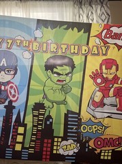 Marvel characters happy seventh birthday heroes comic book backdrop 3 x 5